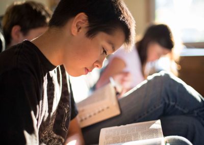 Boy close up with scripture